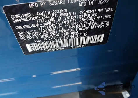 2023 Subaru Forester Wilderness from USA, damaged, VIN JF2SKAMC0PH400098